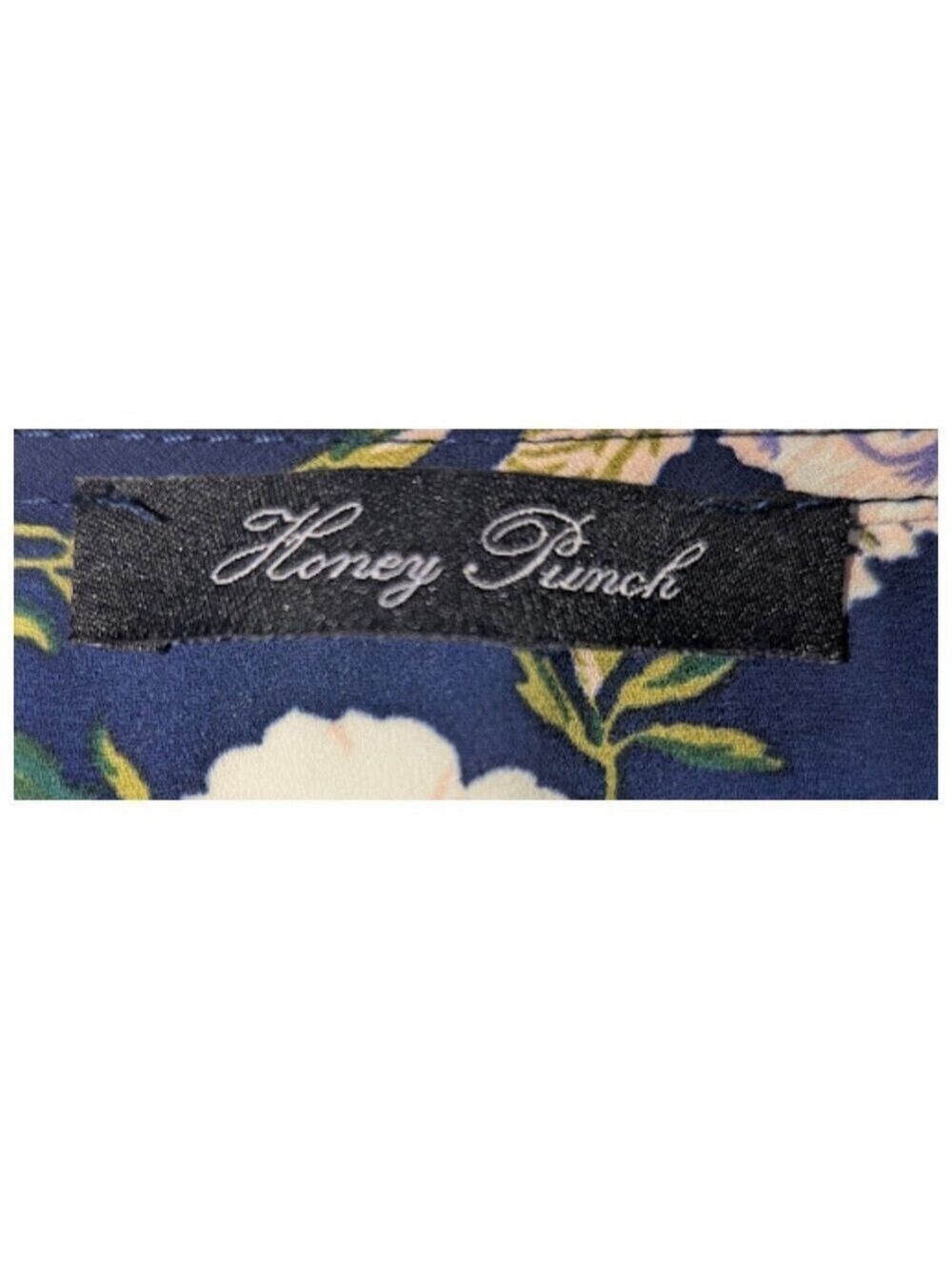 Honey Punch Navy Floral Wrap Romper – Long Sleeve, Ruffle Hem, Boho Romantic - Picture 8 of 8